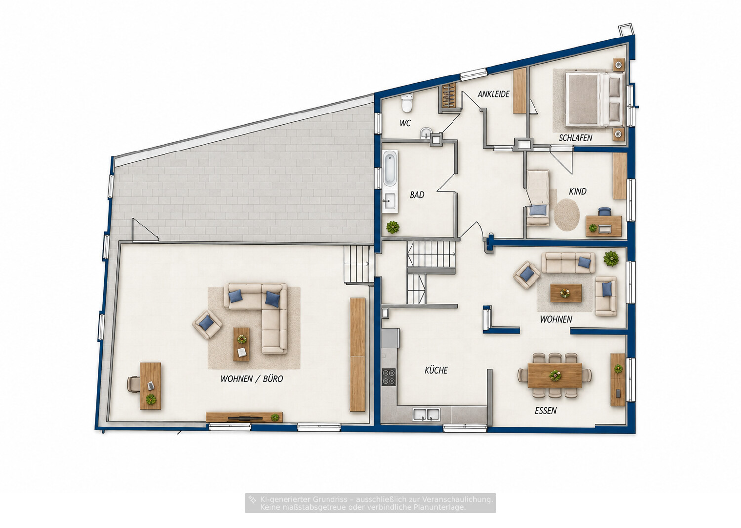 Großzügige 5-Zi.-Wohnung im Grünen - Separates Büro mit eigenem Eingang möglich