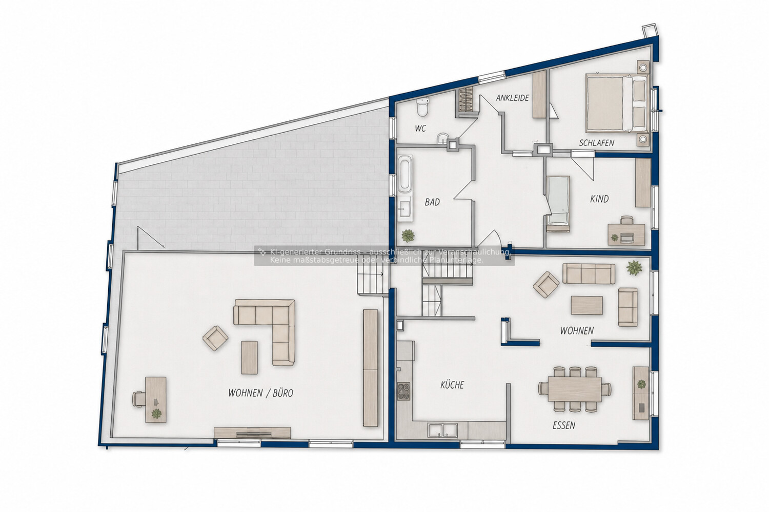 Großzügige 5-Zi.-Wohnung im Grünen - Separates Büro mit eigenem Eingang möglich