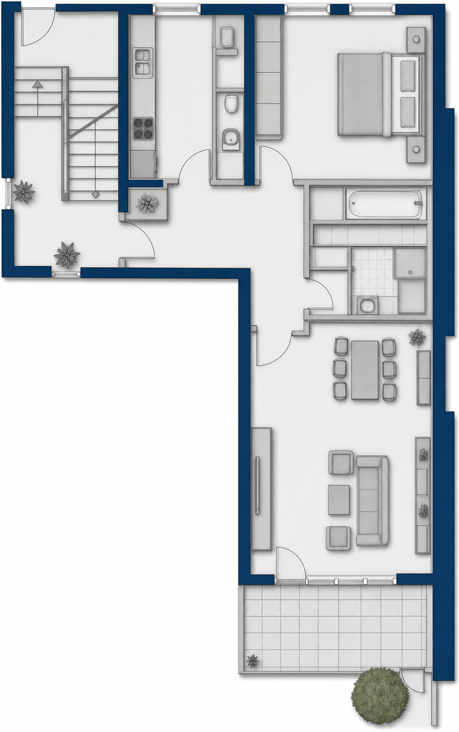 Renovierte 2-Zimmer-Erdgeschosswohnung mit EBK, Stellplatz und Gartenterrasse
