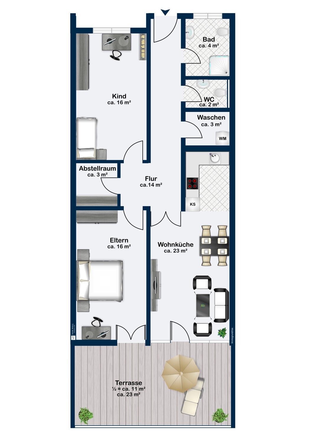 Neuwertige Eigentumswohnung mit TG-Stellplatz und überdachtem Balkon