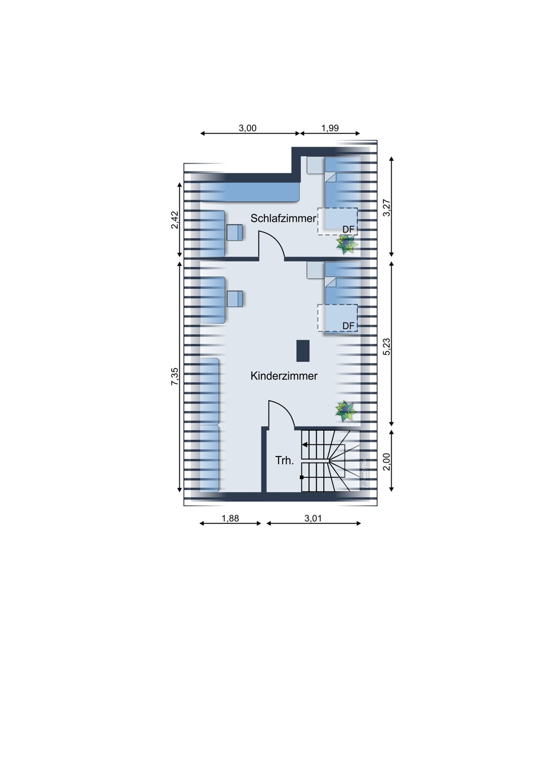ausgebauter Spitzboden hinteres Haus