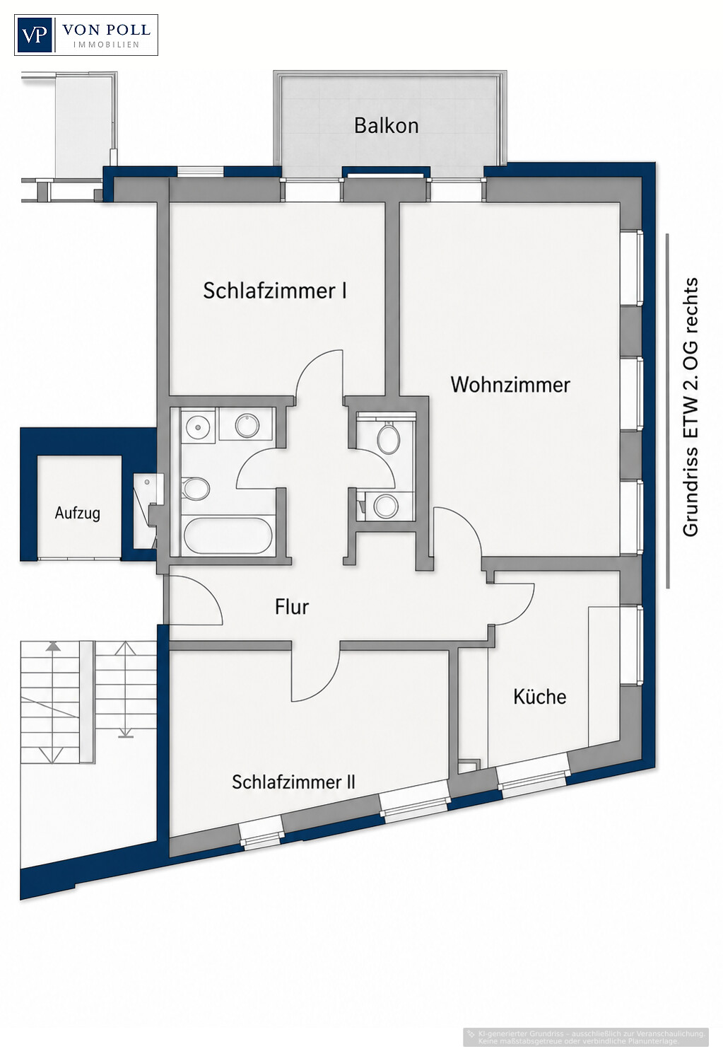 Grundriss Wohnung 2. OG rechts