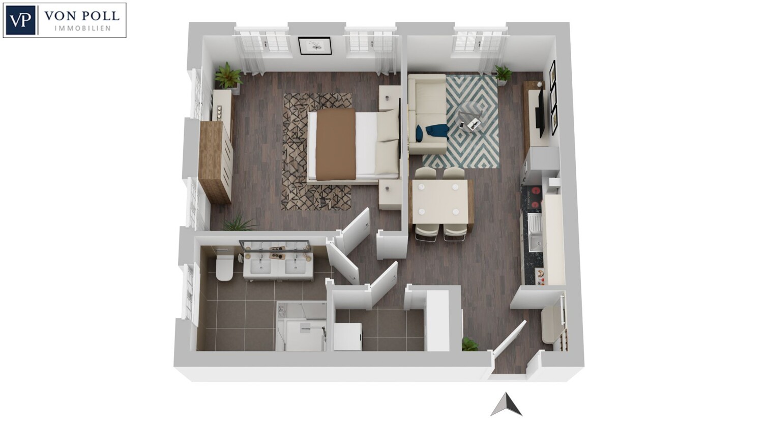Grundriss Wohnung B6_B mit knapp 55 m²