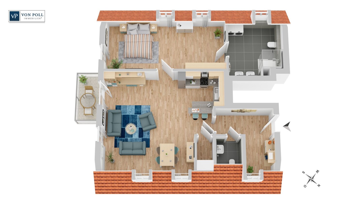 Grundriss Wohnung 24 mit knapp 88 m²
