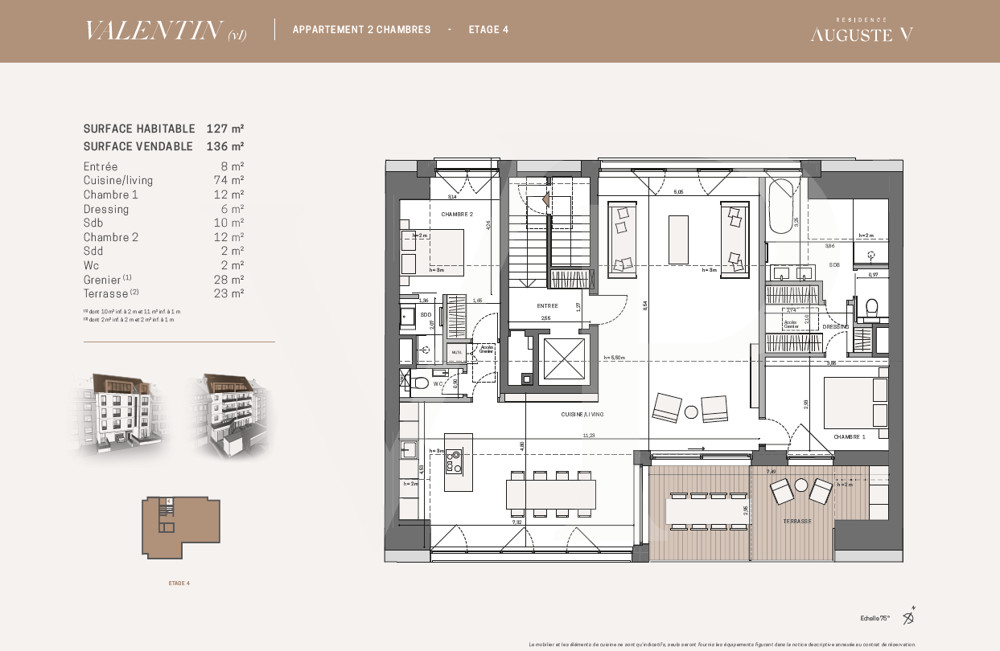 Plan de vente - Penthouse - 2 chambres