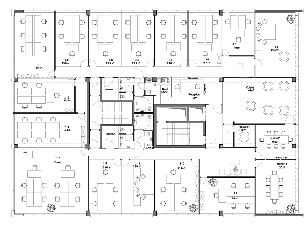 plan 2 étage cloisonné