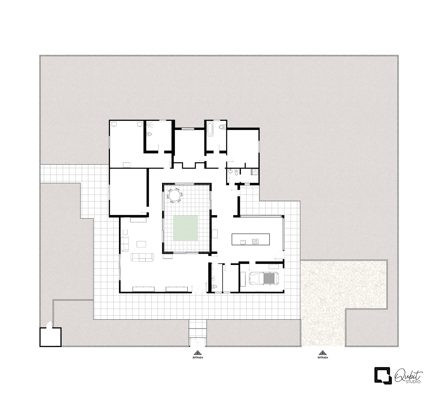 Charmante Villa am Golfplatz mit Innenhof und großem Garten nahe dem Meer