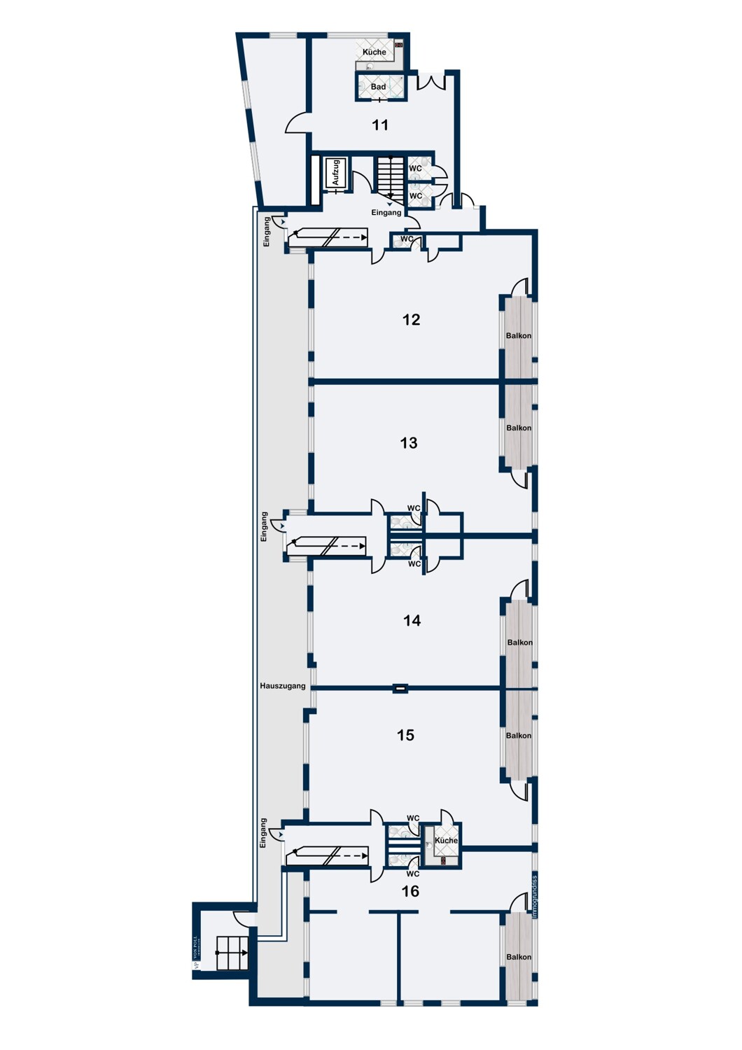 Grundriss mit Trennwänden