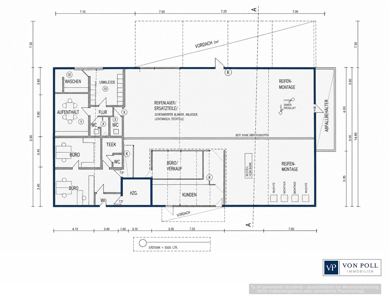 Grundriss Büro / Halle I