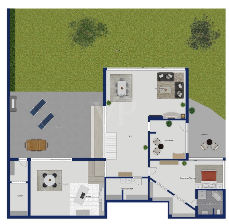Grundriss UG mit Außenbereich