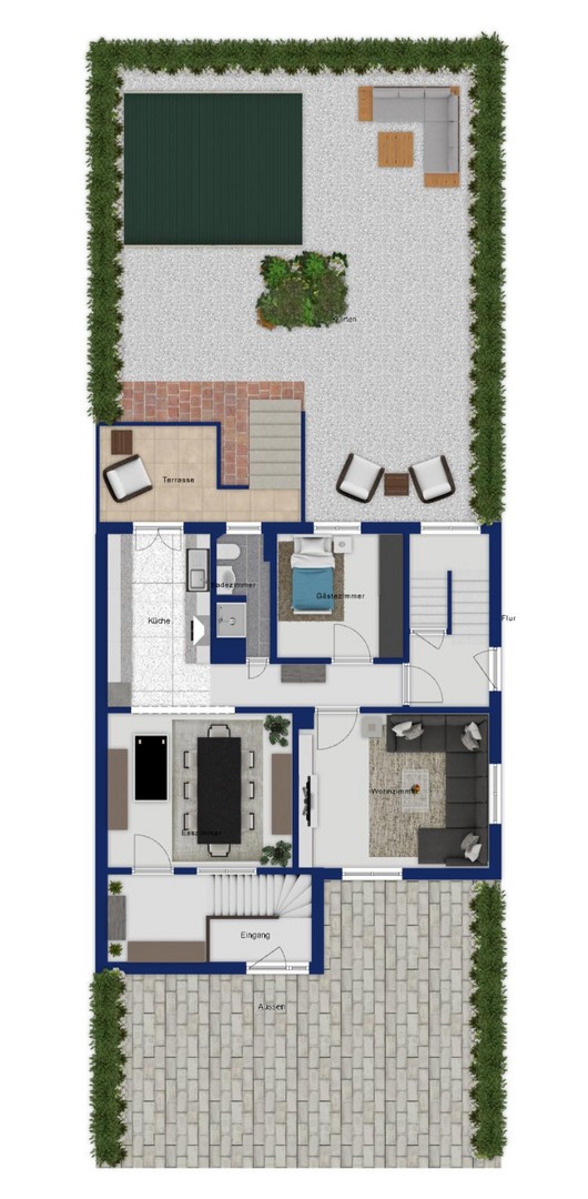 Grundriss mit Außenanlage