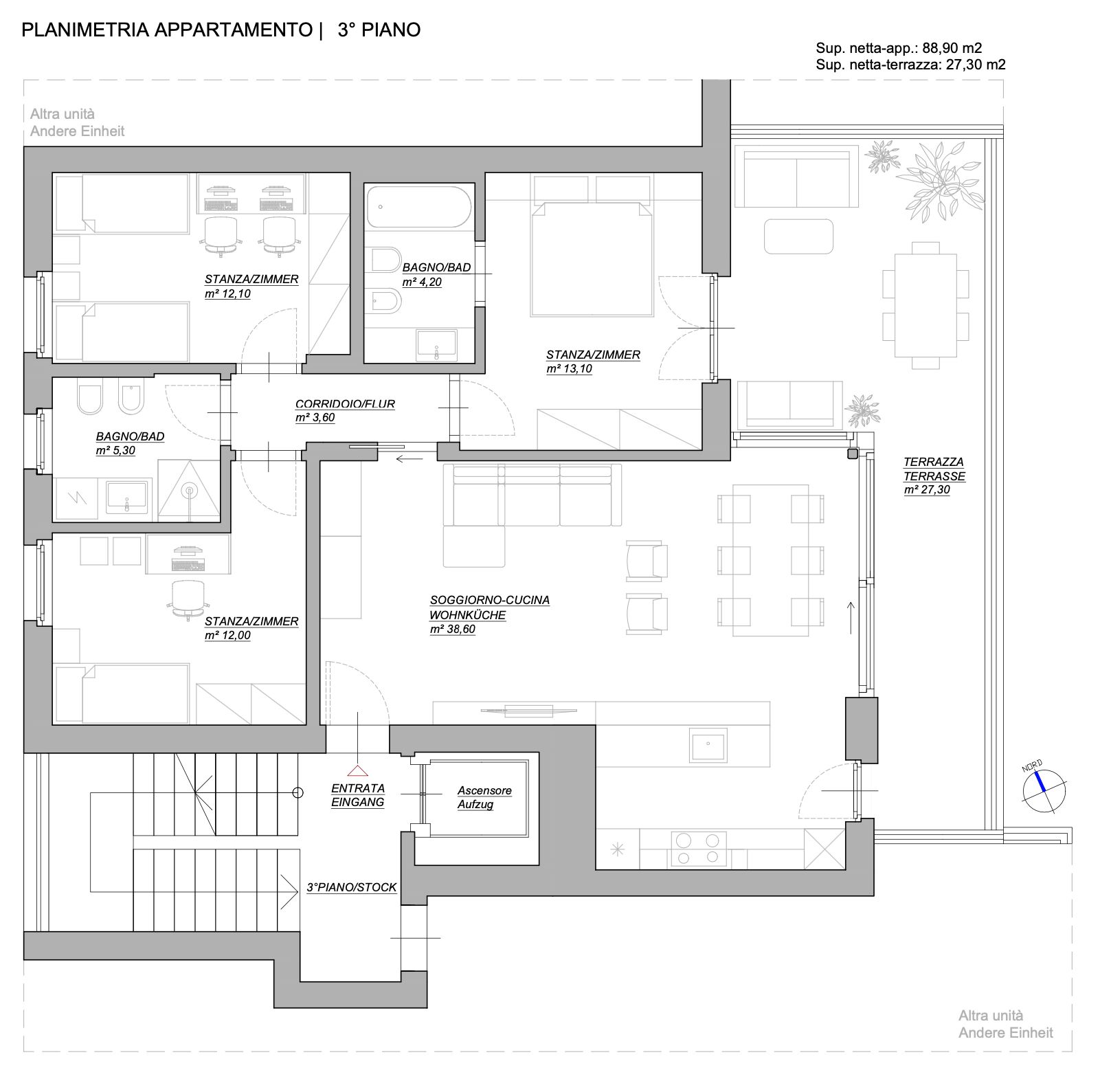 ZARA ELEVEN: Elegant Newly Built Four Bedroom Apartment with Terrace and Garage