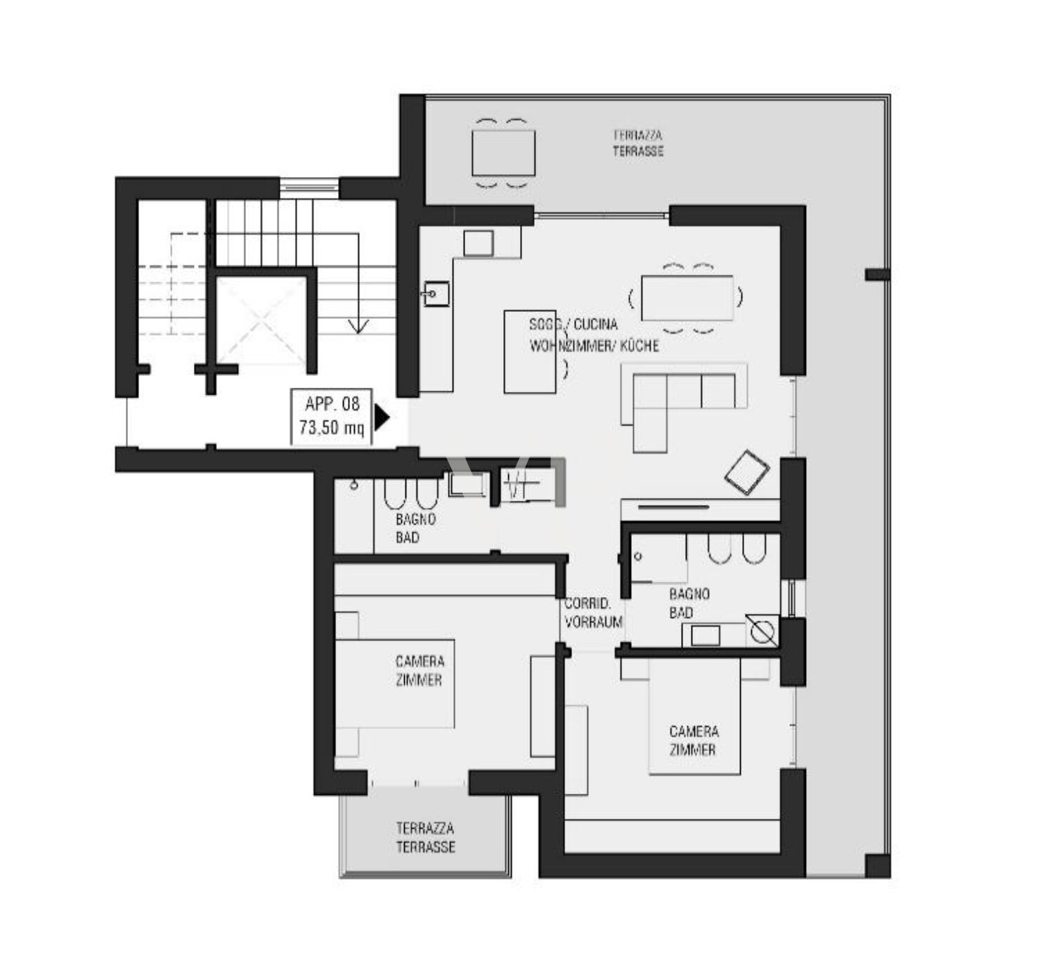 Moderne und helle Dreizimmerwohnung mit Terrasse