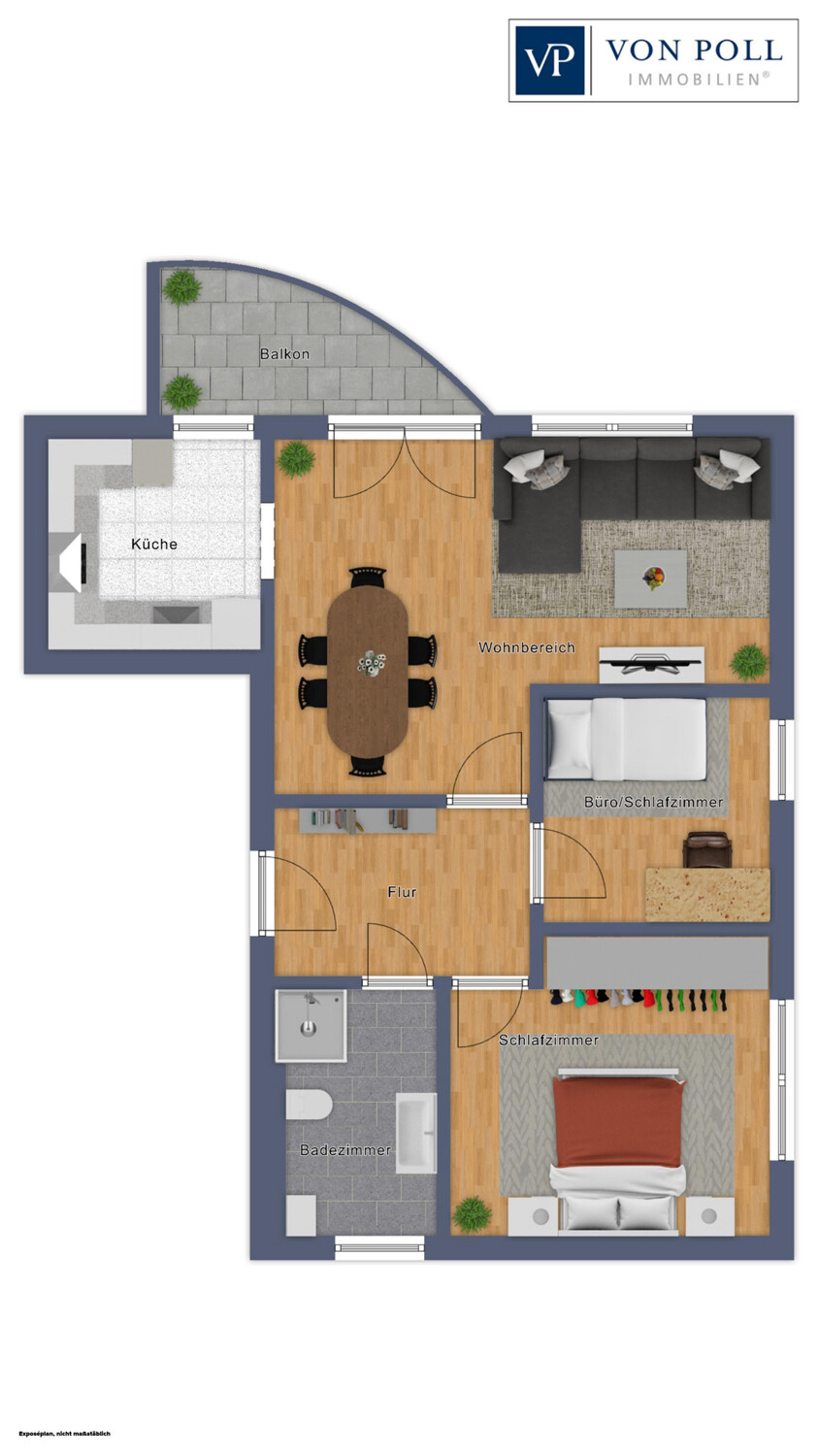 Grundriss Beispiel 3 Zimmer