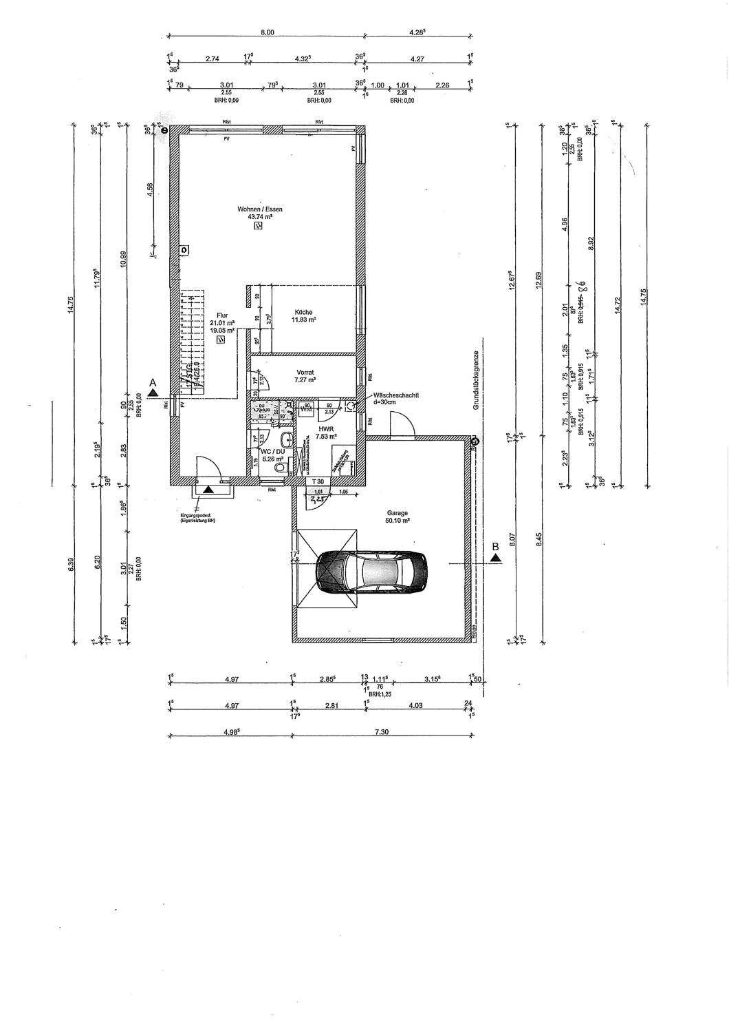 Erdgeschoss mit angrenzender Garage Erdgeschoss mit angrenzender Garage
