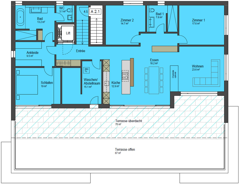 Haus A 2. OG Wohnung A 2.1 | 4.5 Zimmer Haus A 2. OG Wohnung A 2.1 | 4.5 Zimmer