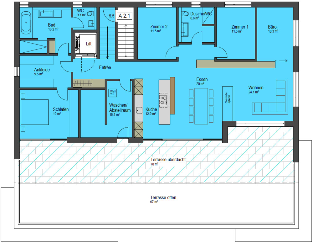 Haus A 2. OG Wohnung A 2.1 | 5.5 Zimmer Haus A 2. OG Wohnung A 2.1 | 5.5 Zimmer