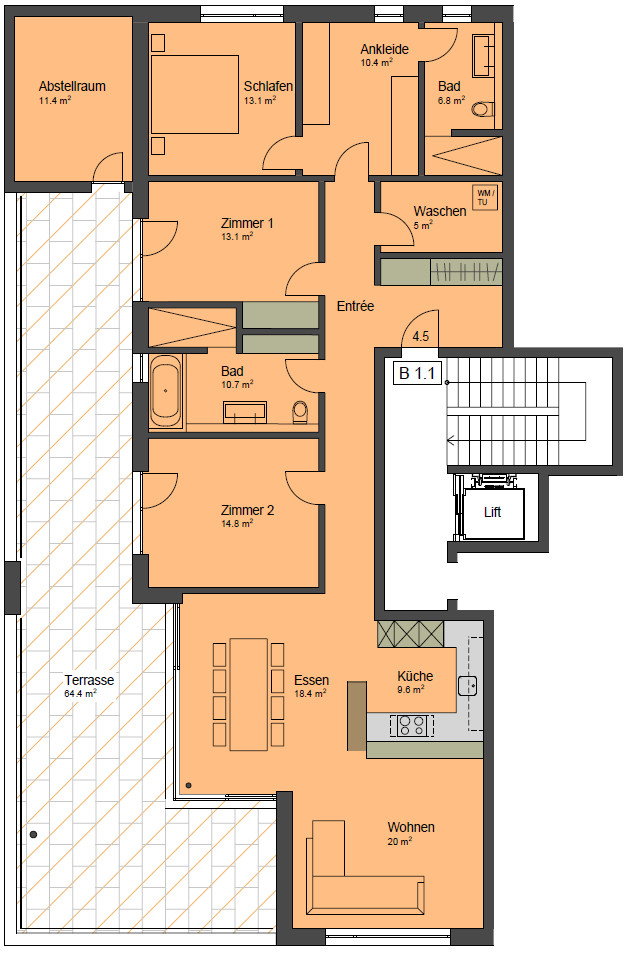 Haus B 1. OG Wohnung B 1.1 Haus B 1. OG Wohnung B 1.1