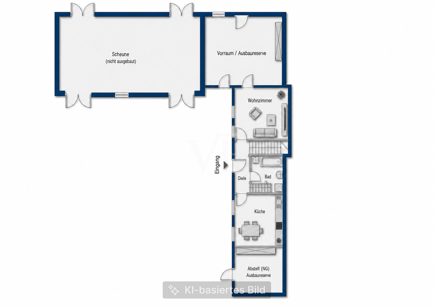 Grundriss Ferienwohnung & Scheune Erdgeschoss