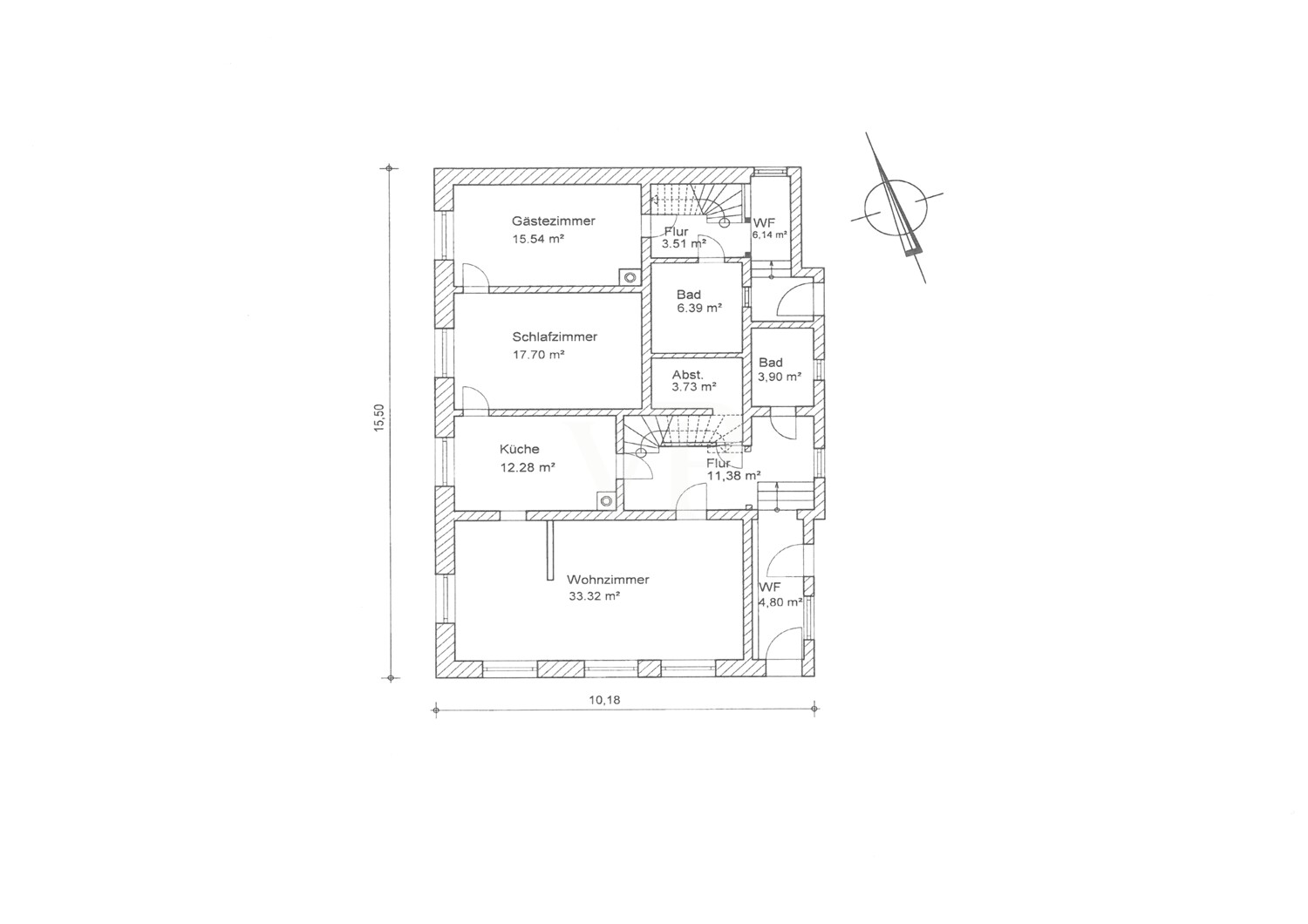 Grundriss EG Wohnhaus mit Bemaßung