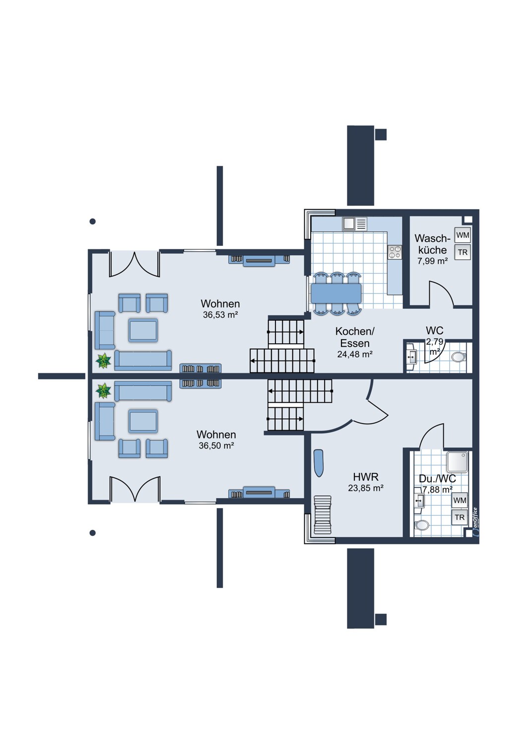 Küche und Wohnzimmer