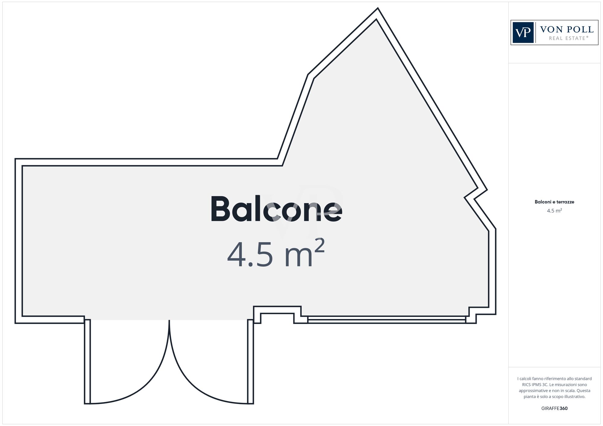 Planimetria balcone del soggiorno Planimetria balcone del soggiorno
