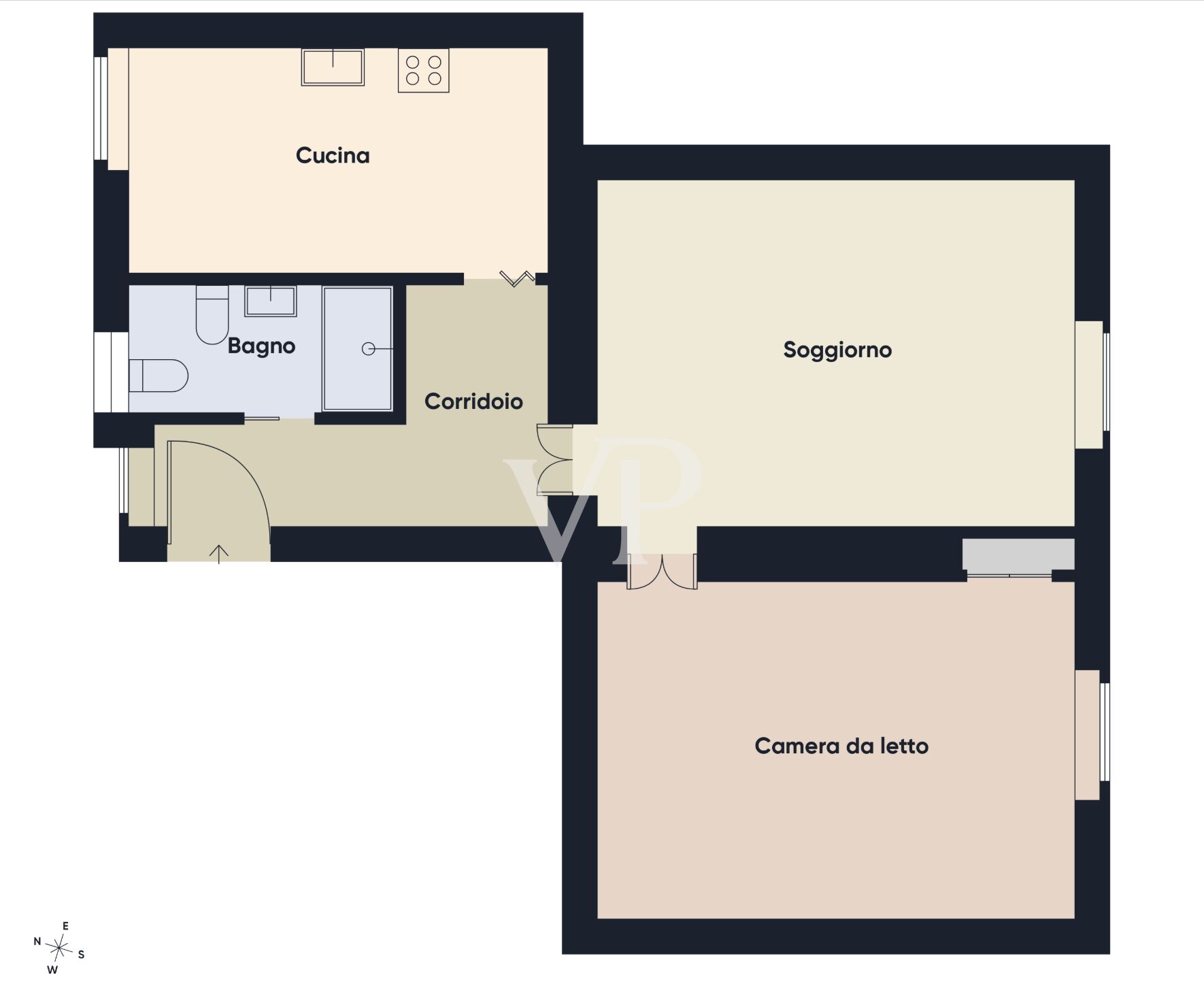 Bright apartment in a historic building with a basement