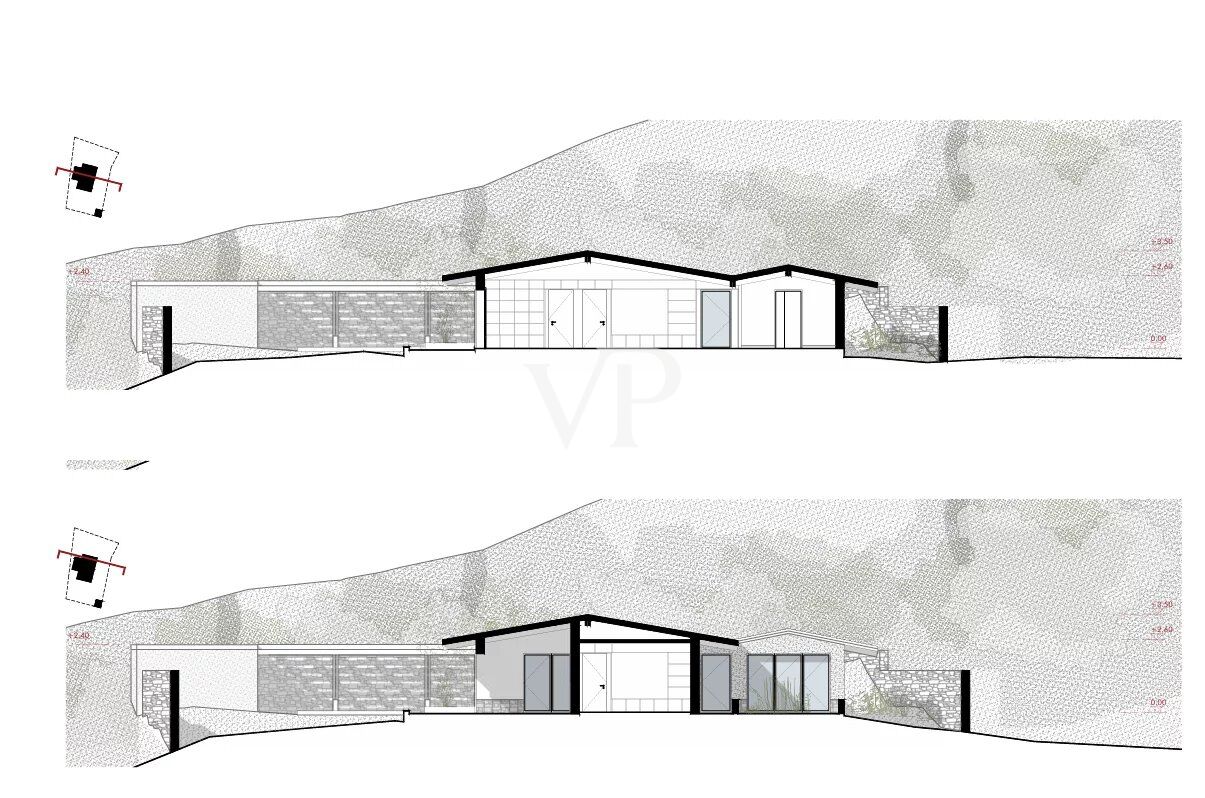 Baugrundstück mit genehmigtem Projekt für Villa mit Pool und Meerblick