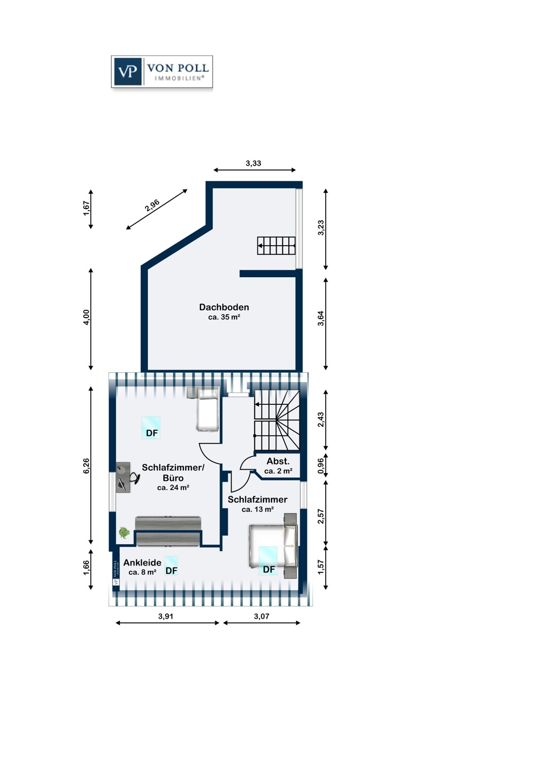 Obergeschoss Bemaßt