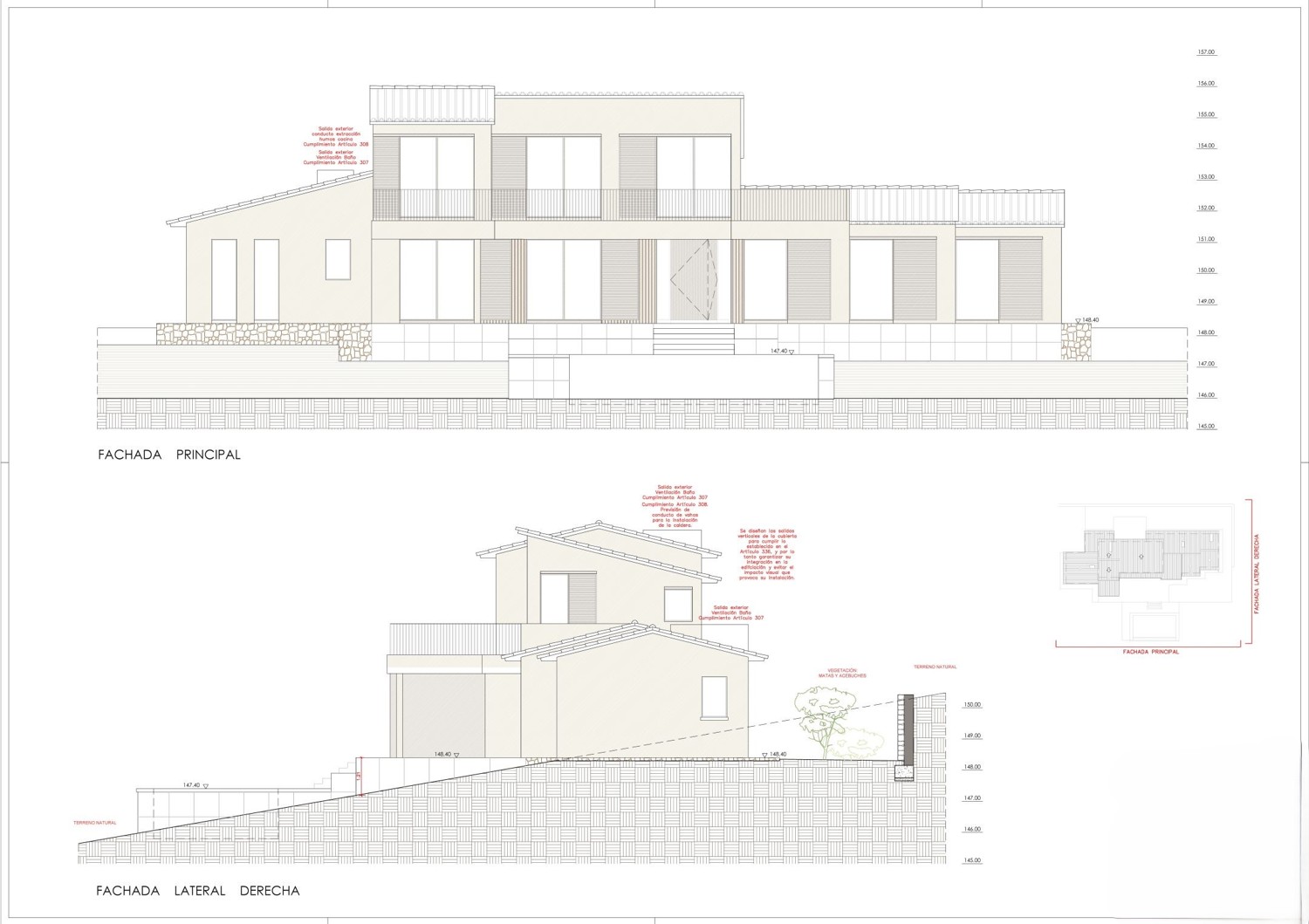Fachada principal y derecha lateral