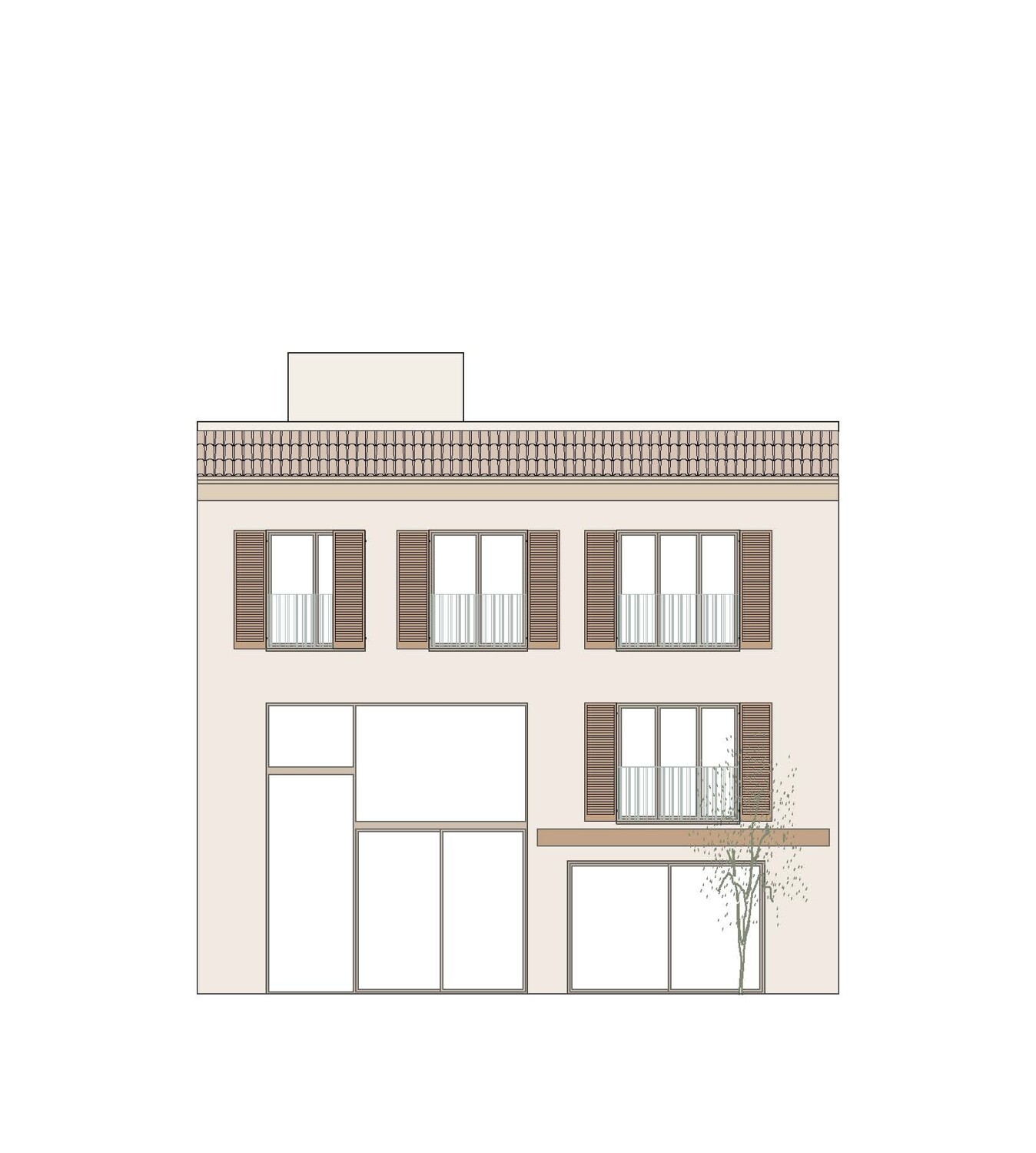 Fachada desde la piscina