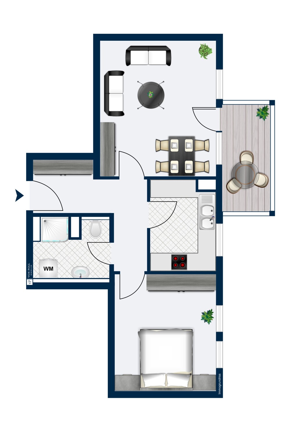 Lichtdurchflutete 2-Zimmer-Wohnung mit gelungenem Grundriss Lichtdurchflutete 2-Zimmer-Wohnung mit gelungenem Grundriss