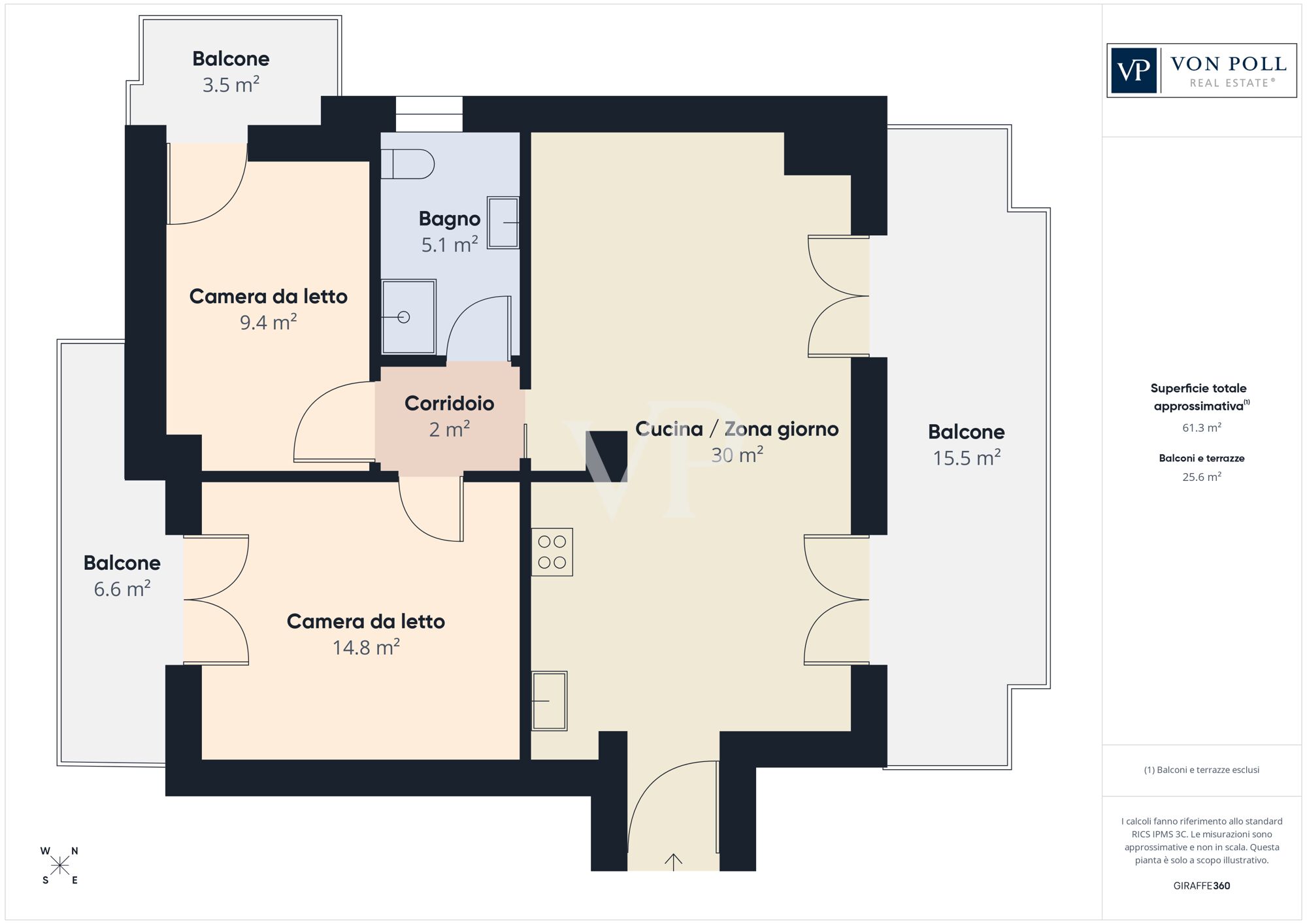 Drei-Zimmer-Wohnung in Residenz mit Schwimmbad