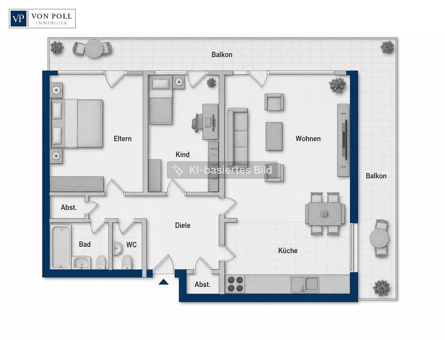TOP ANLAGEOBJEKT 
3 - Zimmer  Wohnung, vermietet, mit großem Rundumbalkon in Mettmann Zentrum