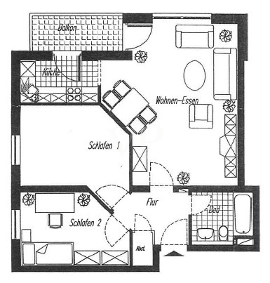 Grundriss 3-Raum-Wohnung Grundriss 3-Raum-Wohnung