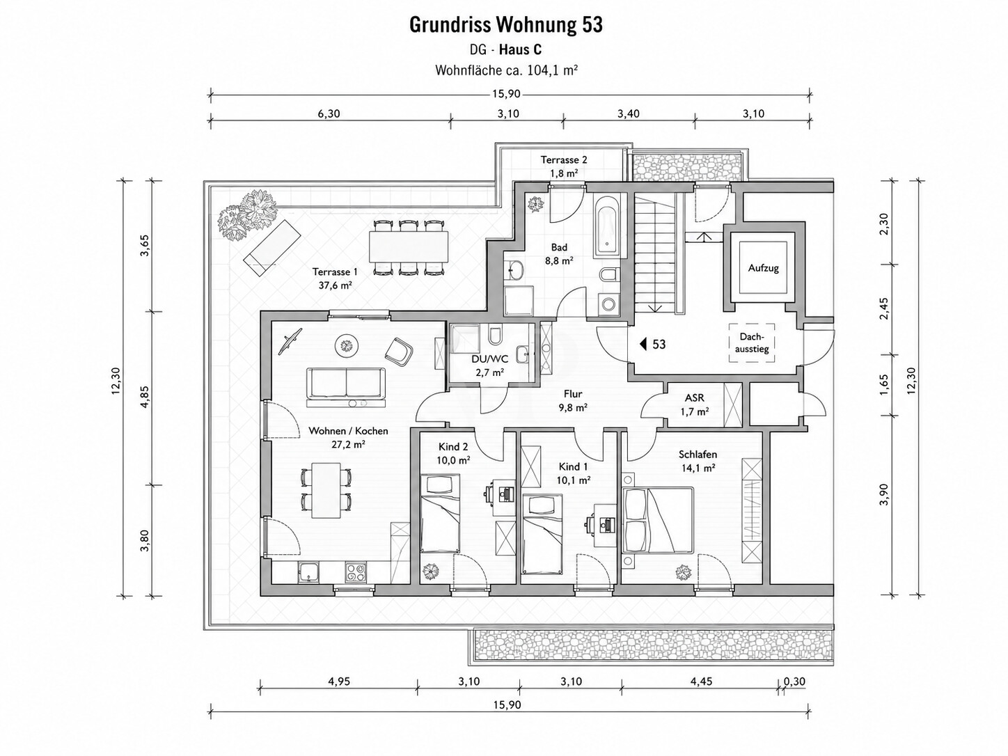 Grundriss Wohnung 53