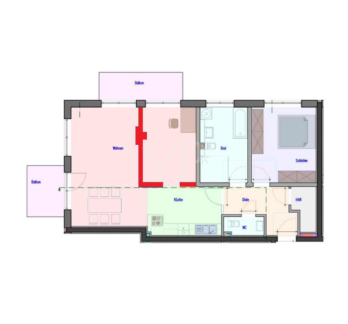 geplante 3 Zimmererweiterung