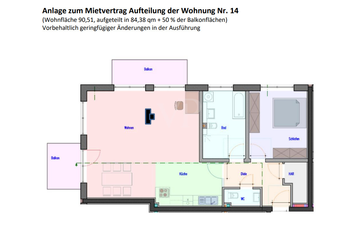 Grundriss WE14 - 3. Etage