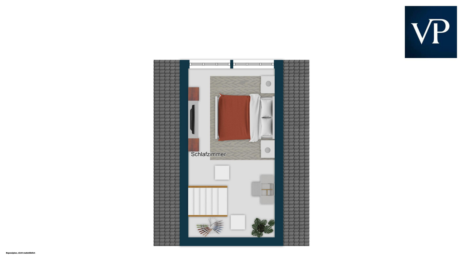 Ausgebauter Spitzboden/Dachgeschoss mit Atelierverglasung4. Obergeschoss