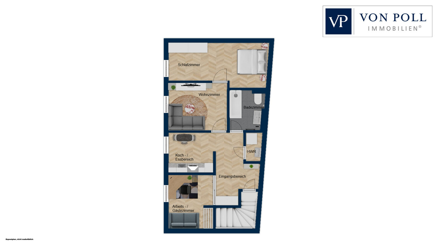 Grundriss 3-Zimmer-Wohnung