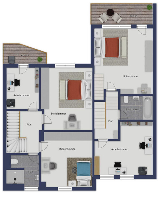 Obergeschoss Haus 1+2