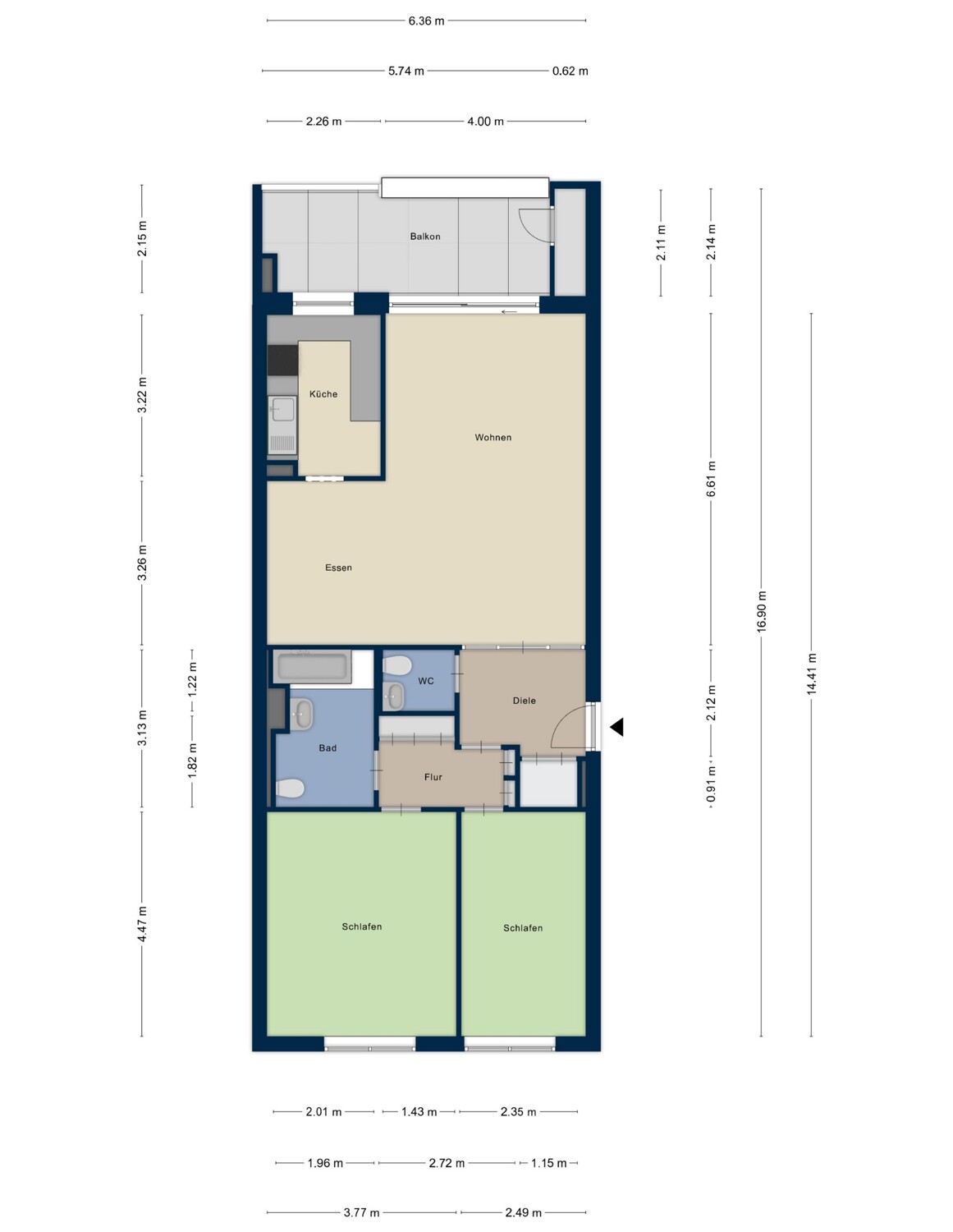 Zentrale 3-Zimmer-Wohnung 
- in direkter Nachbarschaft zur Dürener Straße