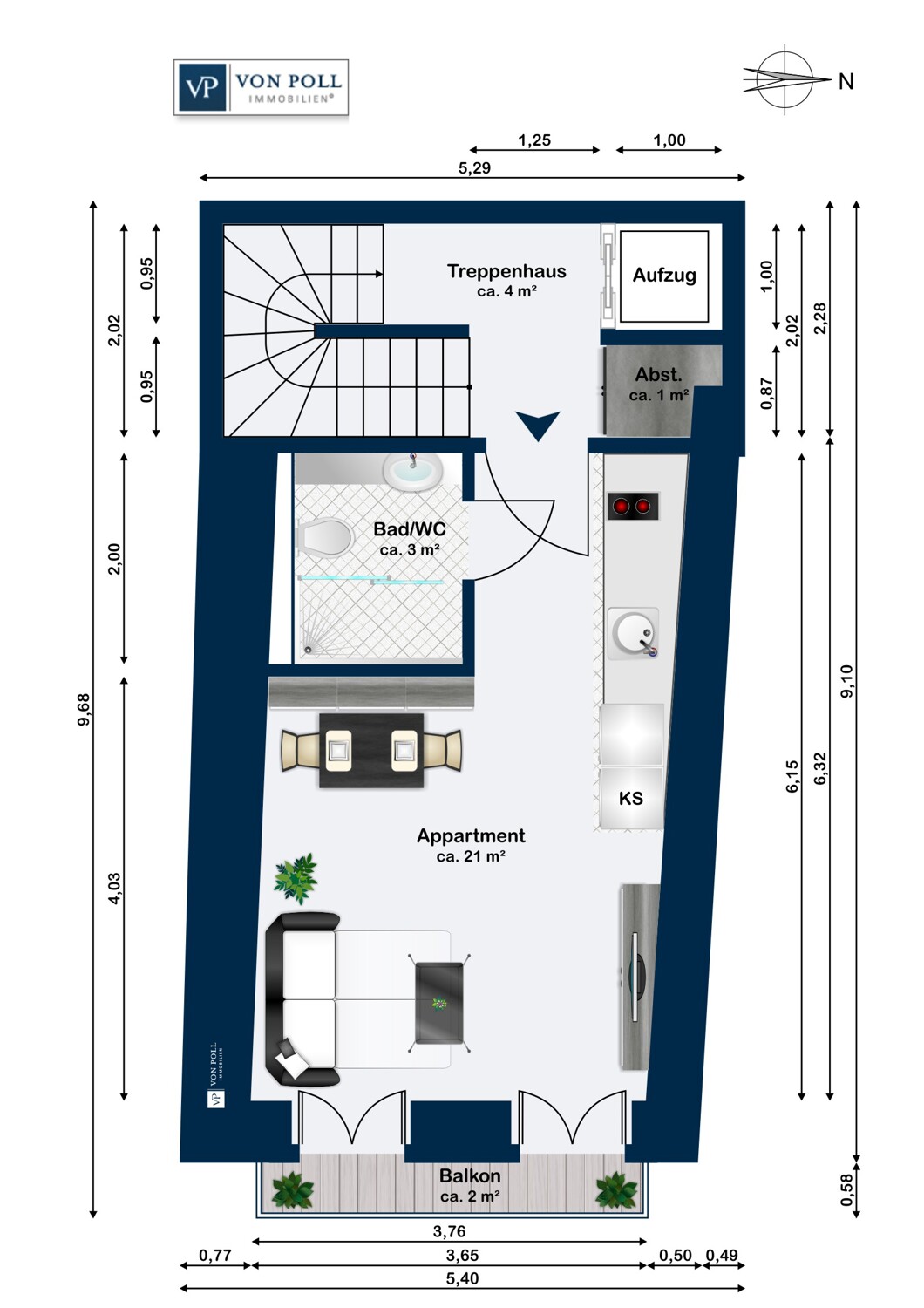 exemplarischer Grundriss Apartment