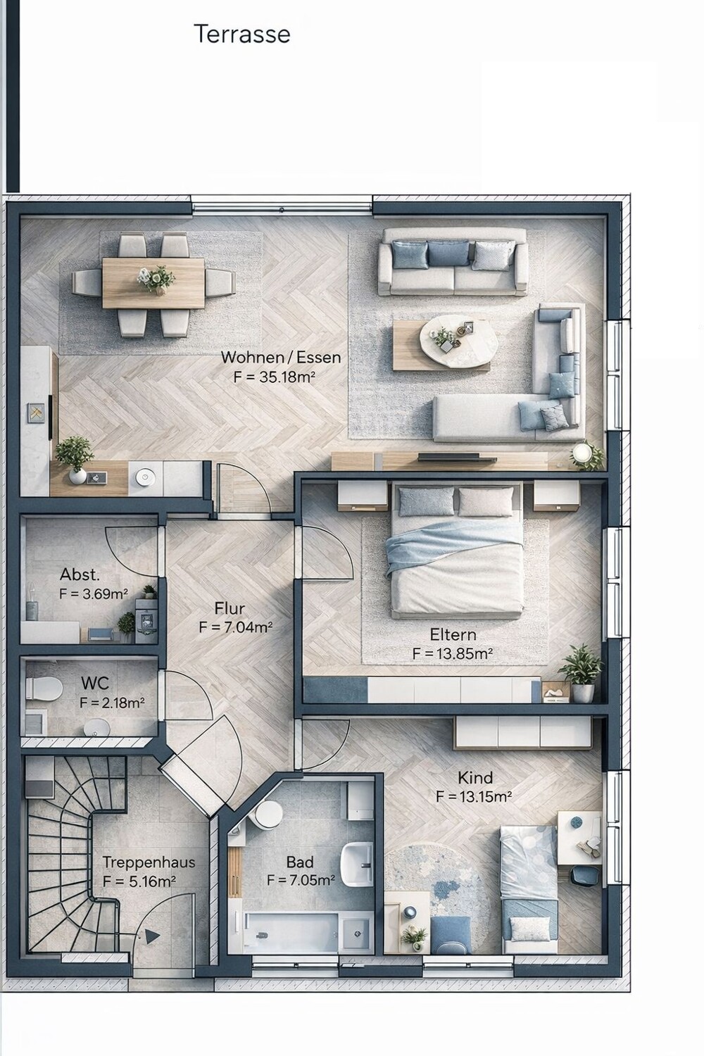 Modernes Wohnen für die Zukunft: 3-Zimmer-Erdgeschosswohnung mit Sonnenterrasse und Garten