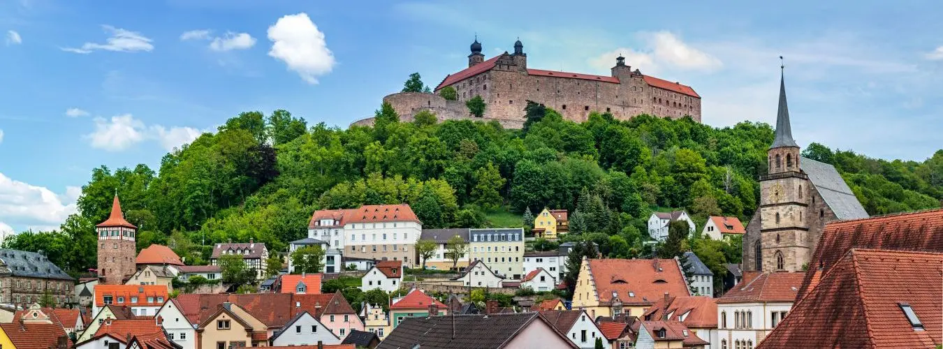cityscape of Kulmbach with Plassenburg castle
